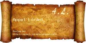 Appel Lóránt névjegykártya